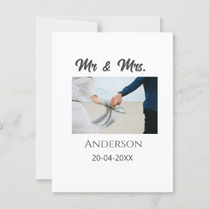 Cartão Postal Sr e Sra adicionam data ano presente casamento nom