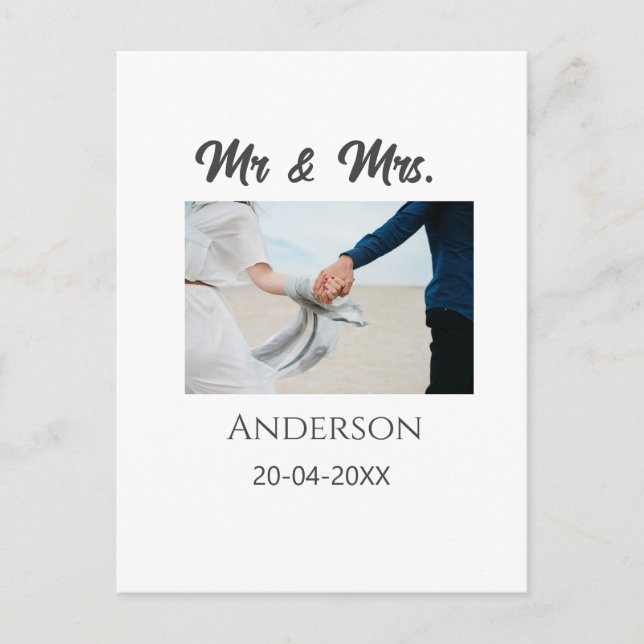 Cartão Postal Sr e Sra adicionam data ano presente casamento nom (Frente)