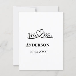 Cartão Postal Sr e Sra adicionam data ano presente de casamento 