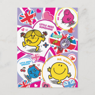 Cartão Postal Sr. Men & Little Miss UK Hearts