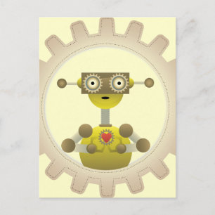 Cartão Postal Sr. Robot com Cartaz Steampunk Gear Heart