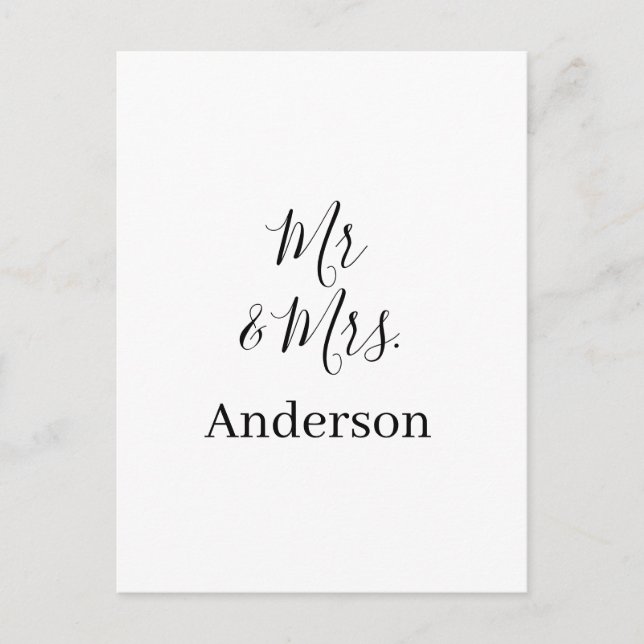 Cartão Postal Sr. & Sra. adicionar nome da família data ano casa (Frente)