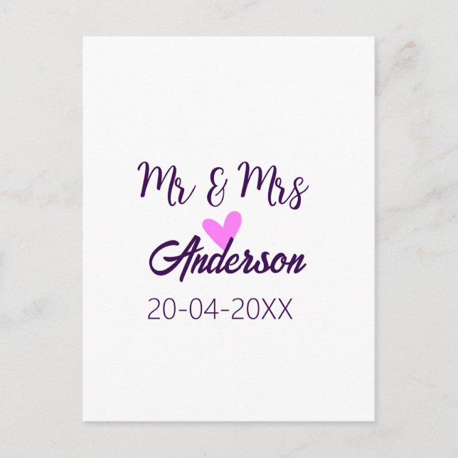 Cartão Postal Sr & Sra adicionar nome da família data ano lembra (Frente)