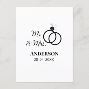 Cartão Postal Sr & Sra adicionar sobrenome data ano casamento fa