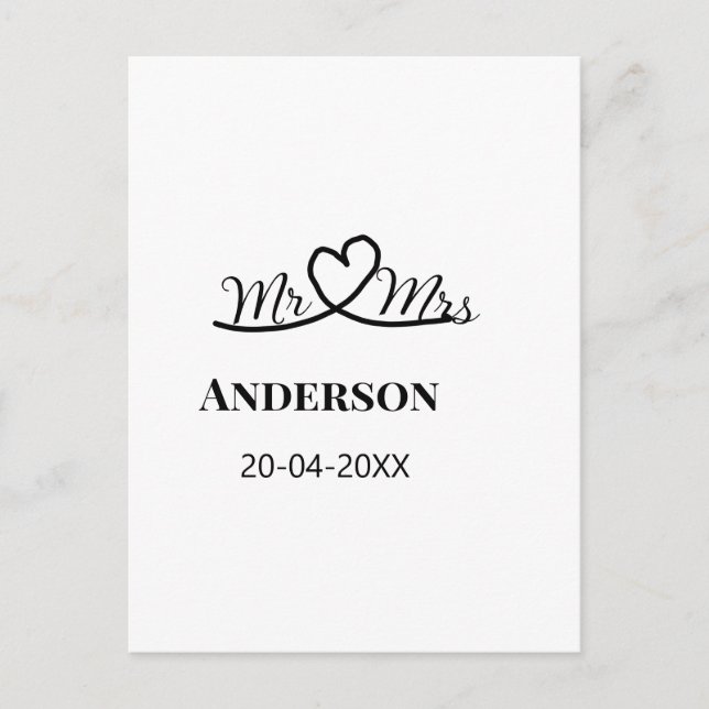 Cartão Postal Sr & Sra adicionar sobrenome data ano lembrancinha (Frente)