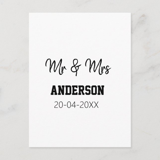Cartão Postal Sr & Sra adicionar sobrenome data ano lembrancinha (Frente)