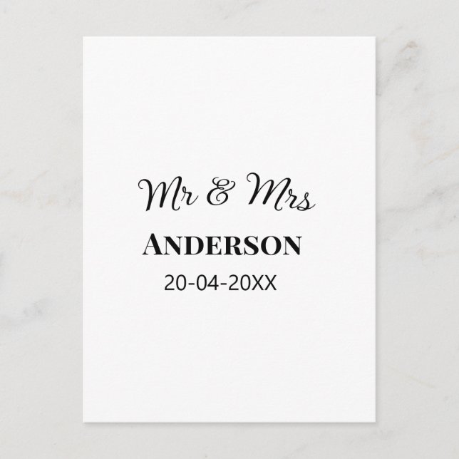 Cartão Postal Sr & Sra adicionar sobrenome data ano lembrancinha (Frente)