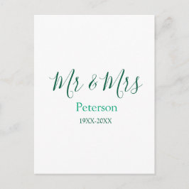 Cartão Postal Sr & Sra sobrenome casados ano casamento noivado