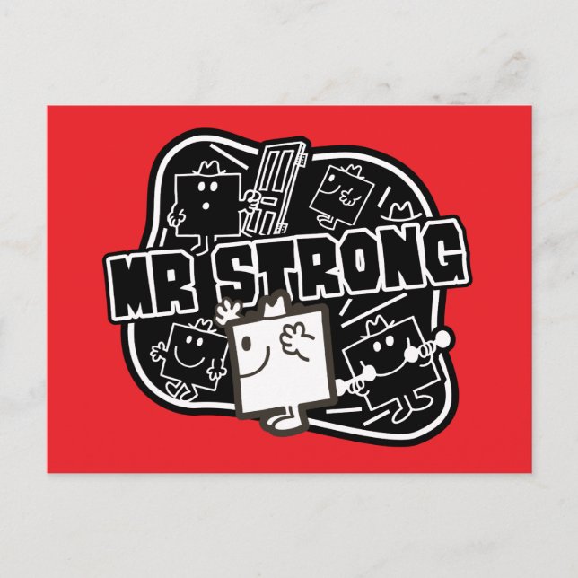Cartão Postal Sr. Strong | Preto e branco (Frente)