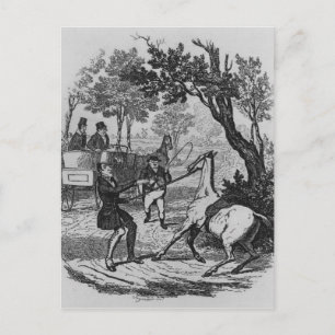 Cartão Postal Sr. Winkle e Sr. Pickwick tentando controlar