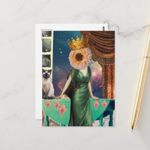 Cartão Postal Sra. Flora e Seu Gato Arte Surrealista
