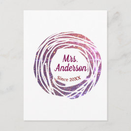 Cartão Postal Sra nome rosa bordo malva desde ano casamento noiv