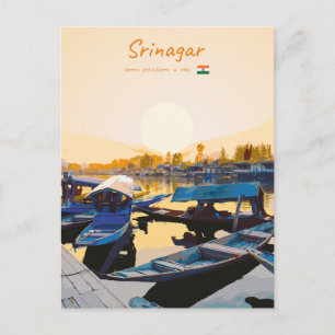 Cartão Postal Srinagar, Índia - Barcos Shikara do Lago Dal