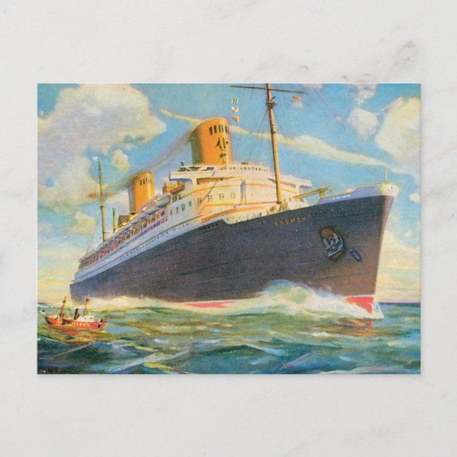 Cartão Postal SS Bremen no mar (Frente)