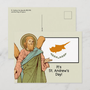 Cartão Postal St. André (RLS 01) com a Bandeira de Chipre Dia da