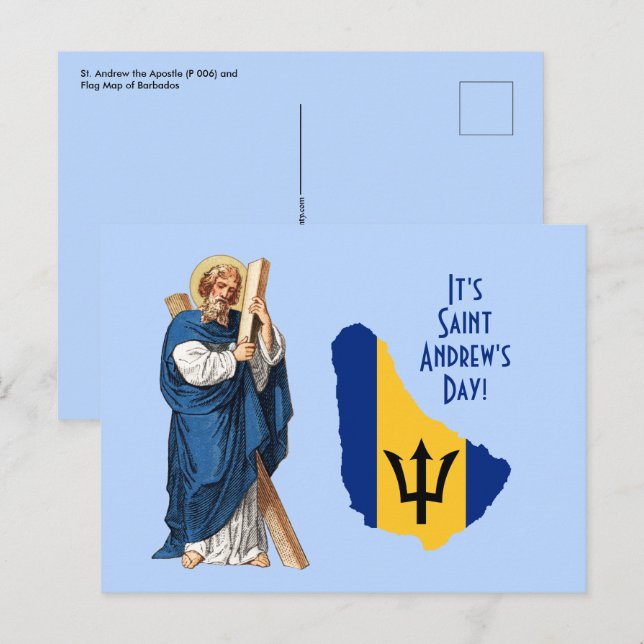 Cartão Postal St. Andrew com Bandeira-Mapa de Barbados Dia de fe (Frente/Verso)