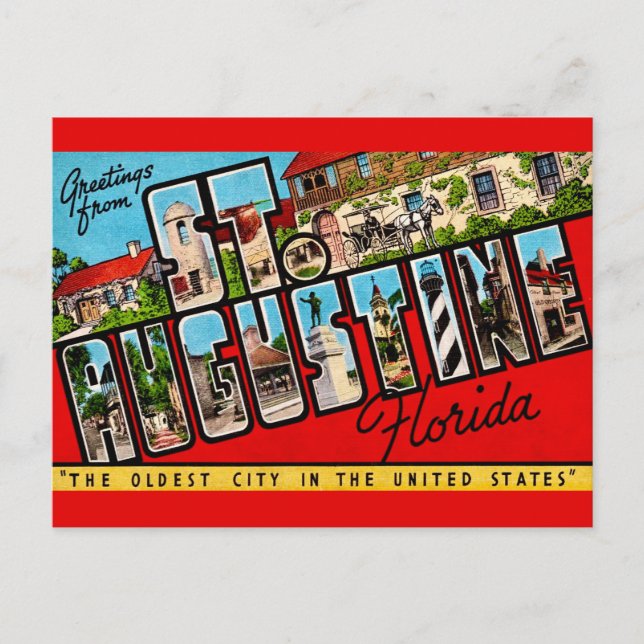 Cartão Postal St Augustine Flórida Vintage (Frente)