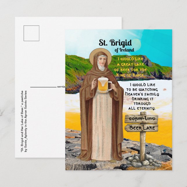 Cartão Postal St. Brigid of Ireland and Her Lake of Beer (Frente/Verso)