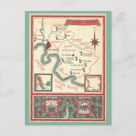 Cartão Postal  St. Emilion Bordeaux Wine Map