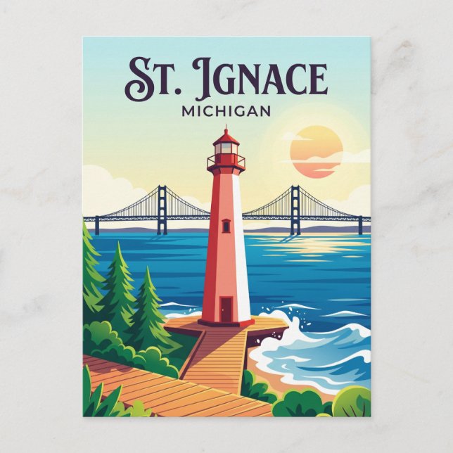 Cartão Postal St. Ignace EUA (Frente)