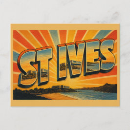 Cartão Postal St Ives Inglaterra Arte de Viagem Vintage