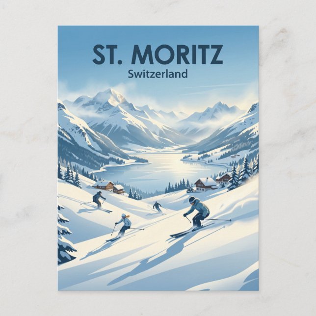 Cartão Postal St. Moritz Suíça (Frente)