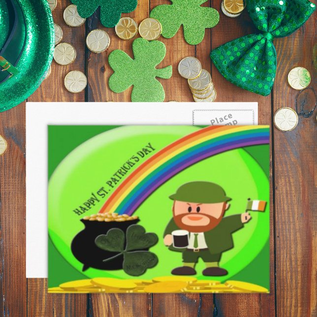 Cartão Postal St. Patrick's Day End of Rainbow (St. Patrick's Day End of Rainbow Postcard)