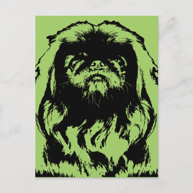 Cartão Postal St Patricks - Pekingese Silhouette - Pebbles (Frente)
