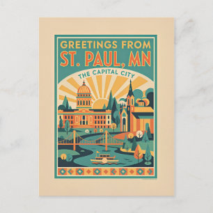 Cartão Postal ST PAUL MN Cidade Capital Viagem Retro