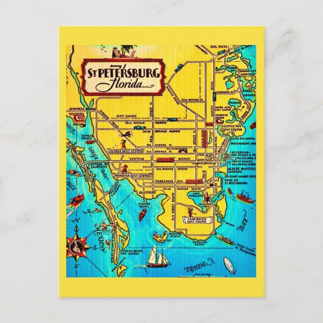 Cartão Postal St. Petersburg  Map Vintage Postcard (Frente)