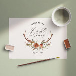 Cartão Postal Stag terracotta rust chá de panela elegante floral<br><div class="desc">Cartão de convite de festas de folhagem russa, de chá de panela floral e de encanador. Com uma bela folhagem de aquarela, as flores brancas, terracota, crosta e roxas, complementadas com design verde moderno preto e sábio e escrevendo manual elegante. Este convite moderno certamente define o estilo para a sua...</div>