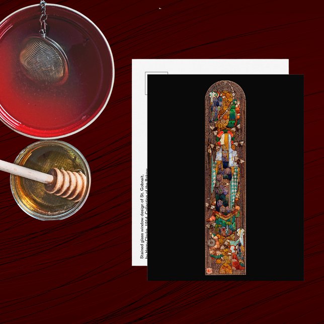 Cartão Postal Stained Glass Window Design of St. Gobnait  (Criador carregado)