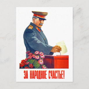 Cartão Postal Stalin que vota, propaganda soviética velha