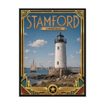 Stamford Connecticut Arte Deco Vintage Idade Doura