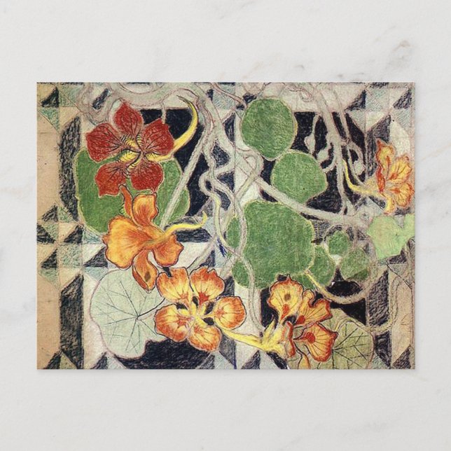 Cartão Postal Stanisław Wyspiański ~ Art Nouveau ~ Nasturcje (Frente)