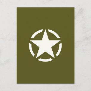 Cartão Postal Star Stencil Vintage em Khaki Green