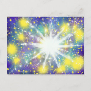 Cartão Postal Starburst Branco e Glória Dourada Stars Arte Moder