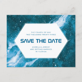 Cartão Postal Stardust Cosmic Teal Salve a Data