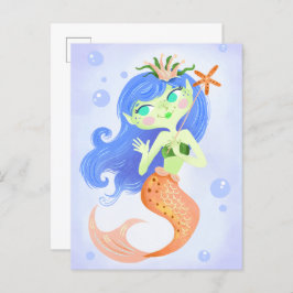 Cartão Postal Starfish Mermaid Princess