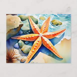 Cartão Postal Starfish Serenity Watercolor
