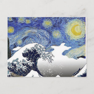 Cartão Postal Starry Night, A Onda, Bela Arte Parody