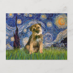 Cartão Postal Starry Night - Border Terrier #1