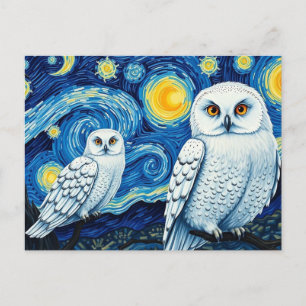 Cartão Postal Starry Night Cute Vincent Van Gogh Owl