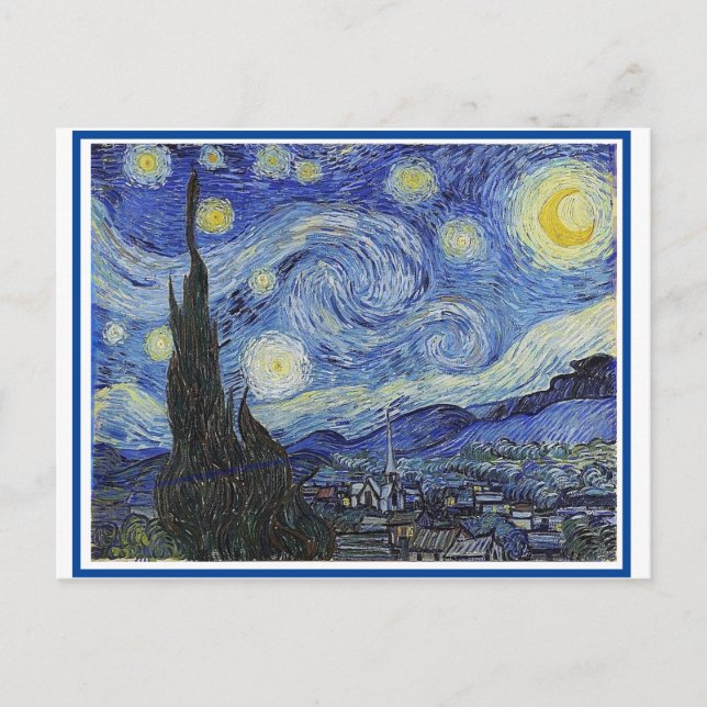 Cartão Postal Starry Night, Fine Art de Van Gogh, (Frente)