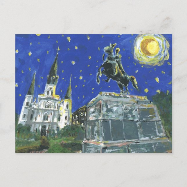 Cartão Postal Starry Night Jackson Square (Frente)