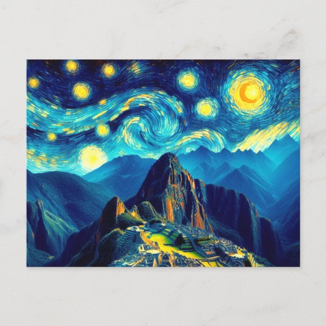 Cartão Postal Starry Night Machu Picchu Peru (Frente)
