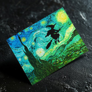 Cartão Postal Starry Night Moon Flying Witette