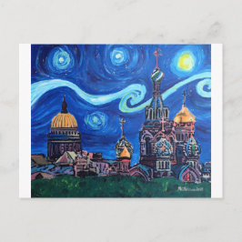 Cartão Postal Starry Night na Rua Petersburgo Rússia