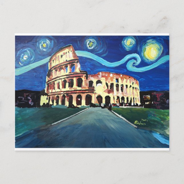 Cartão Postal Starry Night over Colloseum em Roma Itália (Frente)