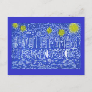Cartão Postal Starry Night Over New York.. Quem É John Galt?